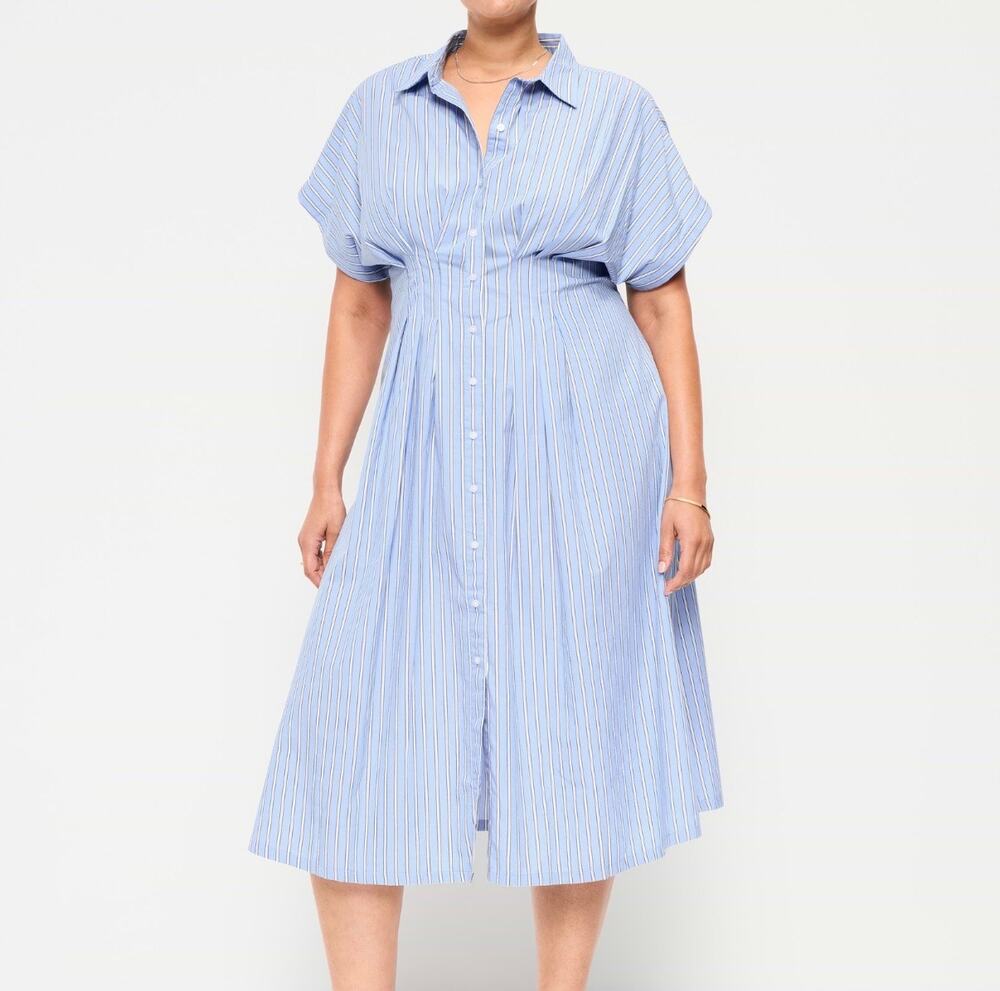 Old Navy pintuck-waist midi shirt dress size 3X NWT